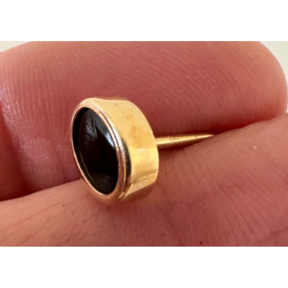 14k Gold Avedon tie tack Black Onyx Oval Signed No Back Stunning